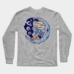 camping moon illustration Long Sleeve T-Shirt